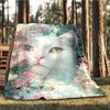 1pc Floral Cat Print Outdoor Flannel Blanket Soft All Season Polyester Throw , Perfect for Picnics & Travel , Picnic Accessory