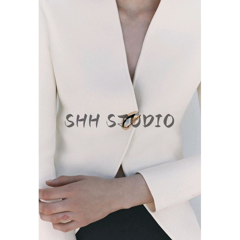 Spring New Women's Clothing French Minority Casual Minimalist Easiest for Match V Neck Long Sleeve Knitted Coat 4192005