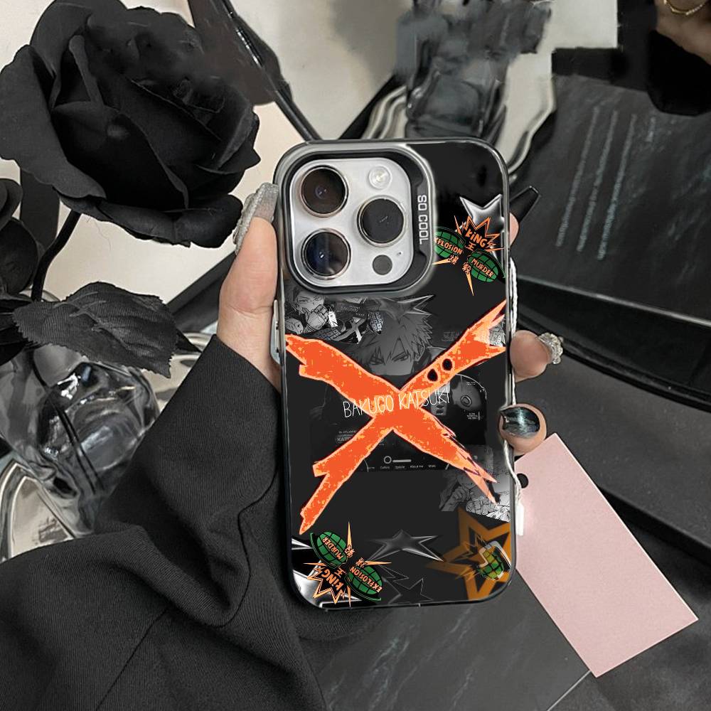 Katsuki Bakugo Hero Academia Phone Case For iPhone17, 16,15,14,13,12 Pro Max Black Candy Matte Shockproof Cover