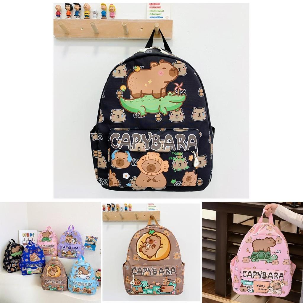 Playful Capybara Illustrations Kids Backpack Generous Size Lightweight For Small Kids