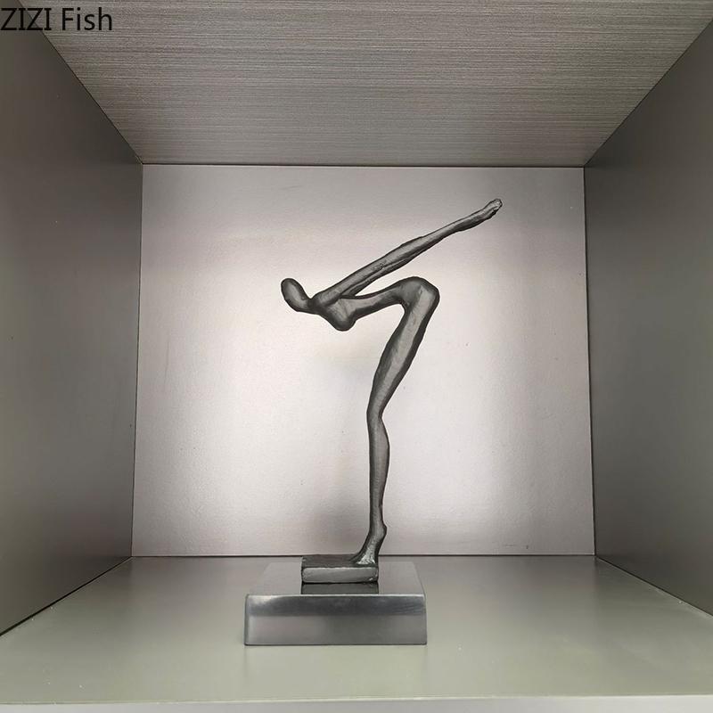 Gymnast Figures Statue Desk Decoration Ornaments Creative Gymnastic Performance Character Metal Sculpture Room Aesthetic Decor