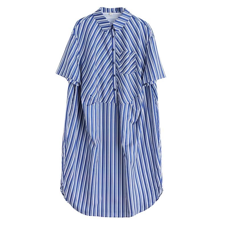 Short Sleeve Plus Size Vintage Stripe New In Dresses for Women Casual Loose Long Summer Dress