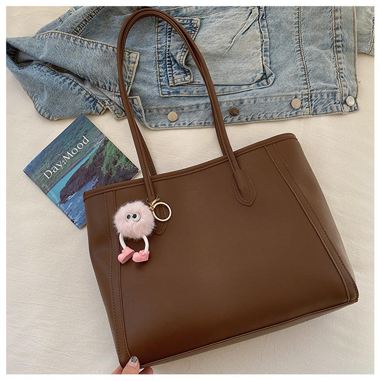 Large Capacity Faux Leather Tote Bag for Women Fashionable Commuter Shoulder Handbag CLE