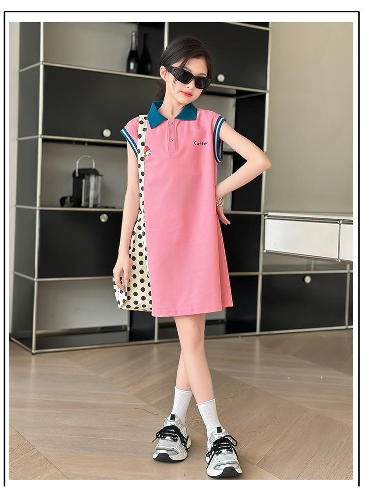 Girls' Summer Dress, New Style, Girls' Summer Dopamine Outfit, Girls' Summer Dress, POLO Skirt, Thin Version
