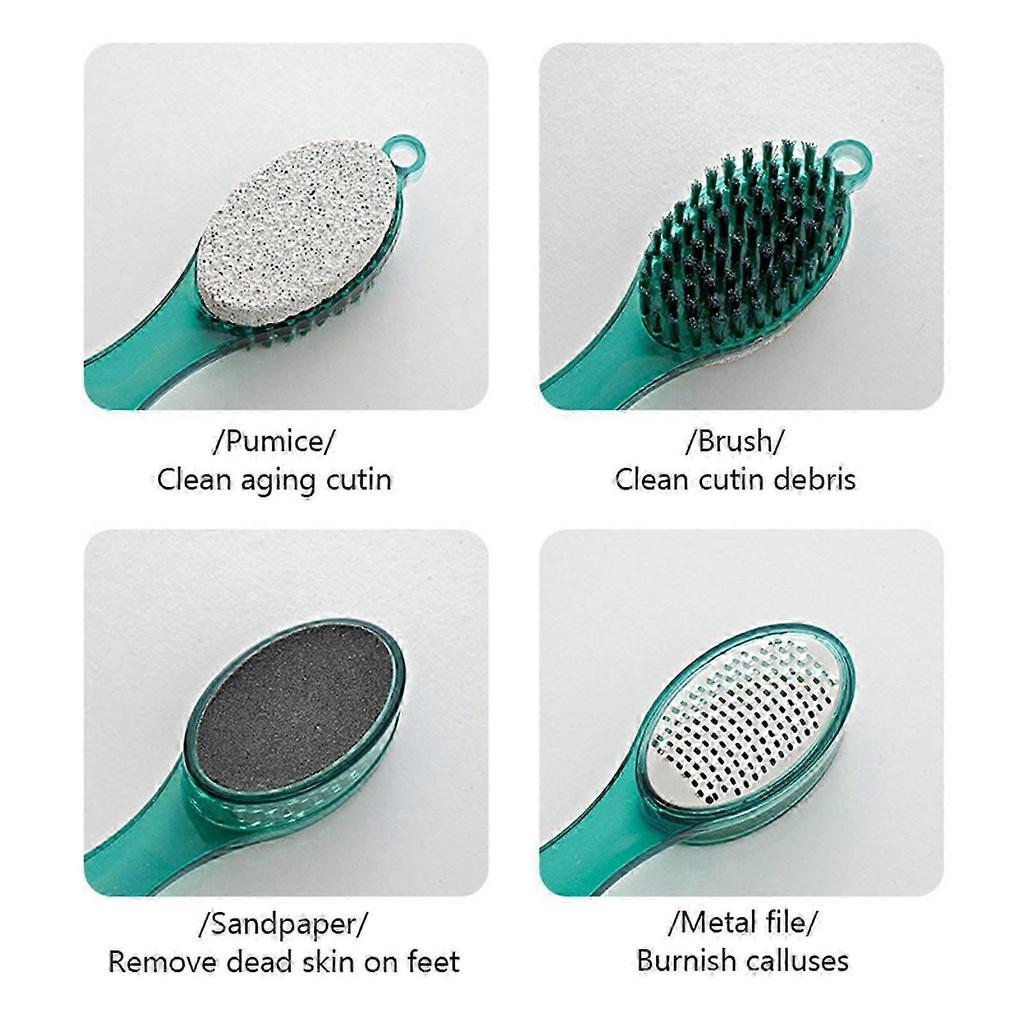 Foot Scrubber, 4 in 1 Portable Foot Brush Scrubber, Foot Heel Scrub Brush, Pedicure Foot File with Sandpaper Brush, Foot Rasp for Foot Dead Skin Remov