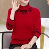 Women's Fleece Sweater Autumn Winter Thick and Warm Printed Plus-Size Sweater Loose Stretch Knit Pullover Top