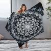 Dark Grey Floral Print Blanket Soft Cozy Fleece Throw Blanket Bed Sofa Decorative Gift for Women Kids