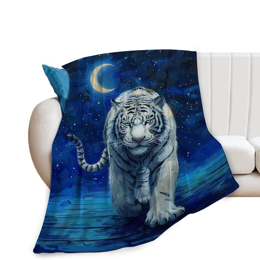 Soft Cozy Tiger Throw Blanket Warm Fuzzy Plush Blanket for Bed Couch Sofa Lightweight Flannel Blanket Gift for Adults Teens