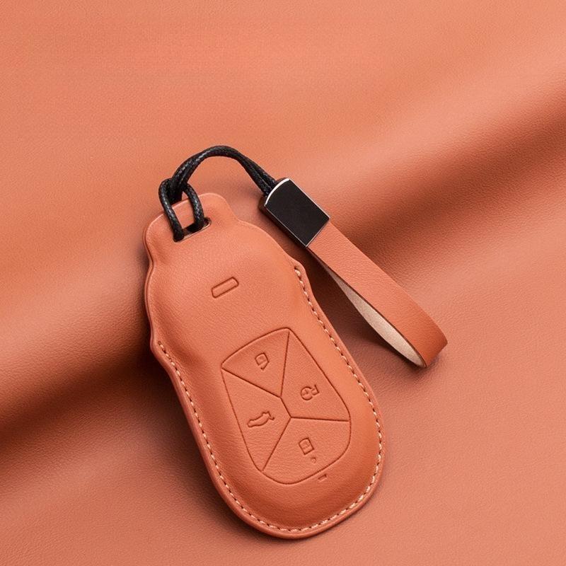 For Xpeng P7 P5 G6 G9 G3i Car Key Case Cover Shell Fob Protector Nappa Leather Protective Keychain Cover Interior Accessories