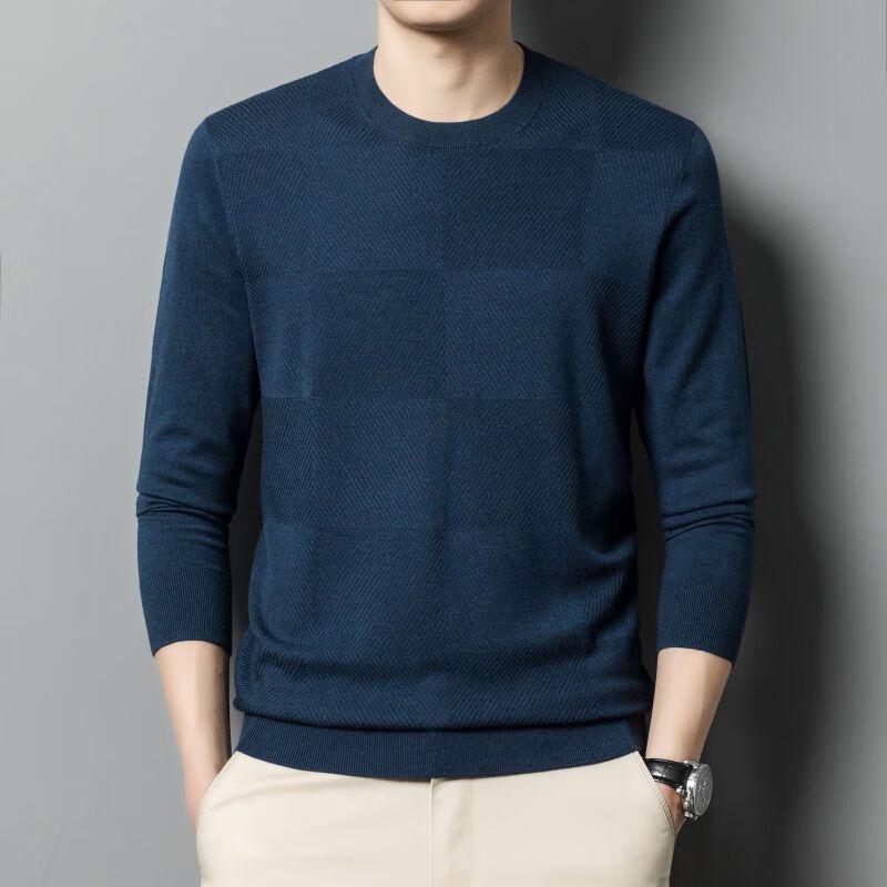 Men s Wool Blend Round Neck Knit Sweater M
