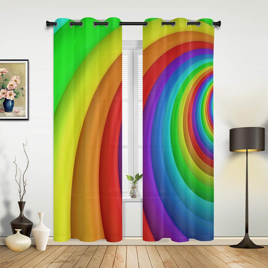 Rainbow Heart Shaped Stripes Colorful Love Curtains for Bedroom Living Room Drapes Kitchen Children Window Curtain Home Decor