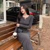 Women's Slimming Brushed Knit Long Polo Dress - Autumn/Winter 2026 Korean Style