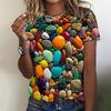 3d Colorful Stones Print Tshirt For Women Summer Fashion Casual Loose T Shirt Oversized Short Sleeve O-Neck Tops Design Clothing