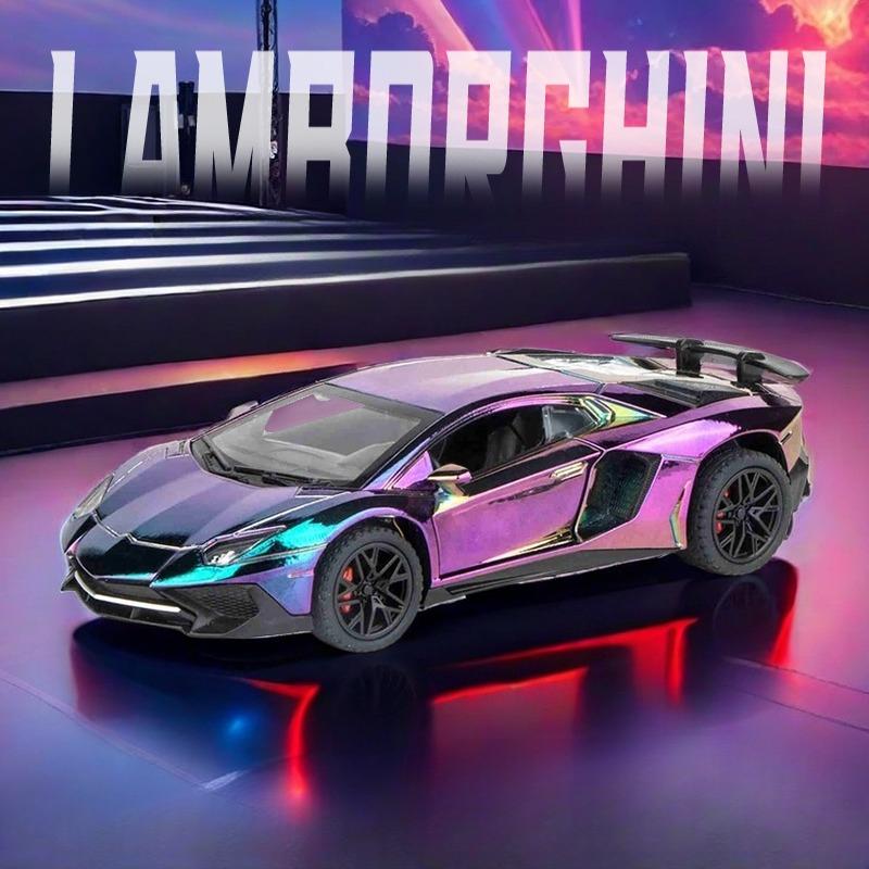 1:32 Galvanisiertes Lamborghini SVJ LP750 Supercar-Modell mit Sound und Licht Kinder Jungen Diecast Spielzeugfahrzeug Miniatur Weihnachten