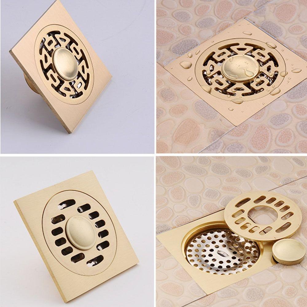 Anti-odor Square Shower Drain Brass Bathroom Drainage Universal Floor Hair Catcher  Toilets
