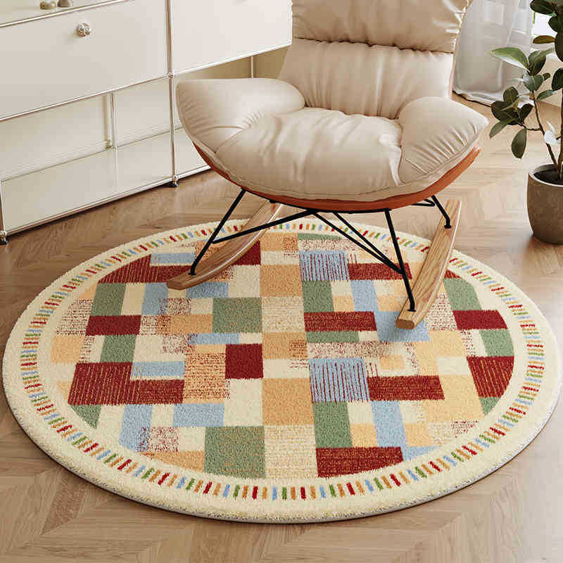 

American Retro Round Rug, Made of Faux Cashmere, Stain-resistant and Easy To Care for Living Room and Bedroom, Available in Various Sizes and Colors. 60cm