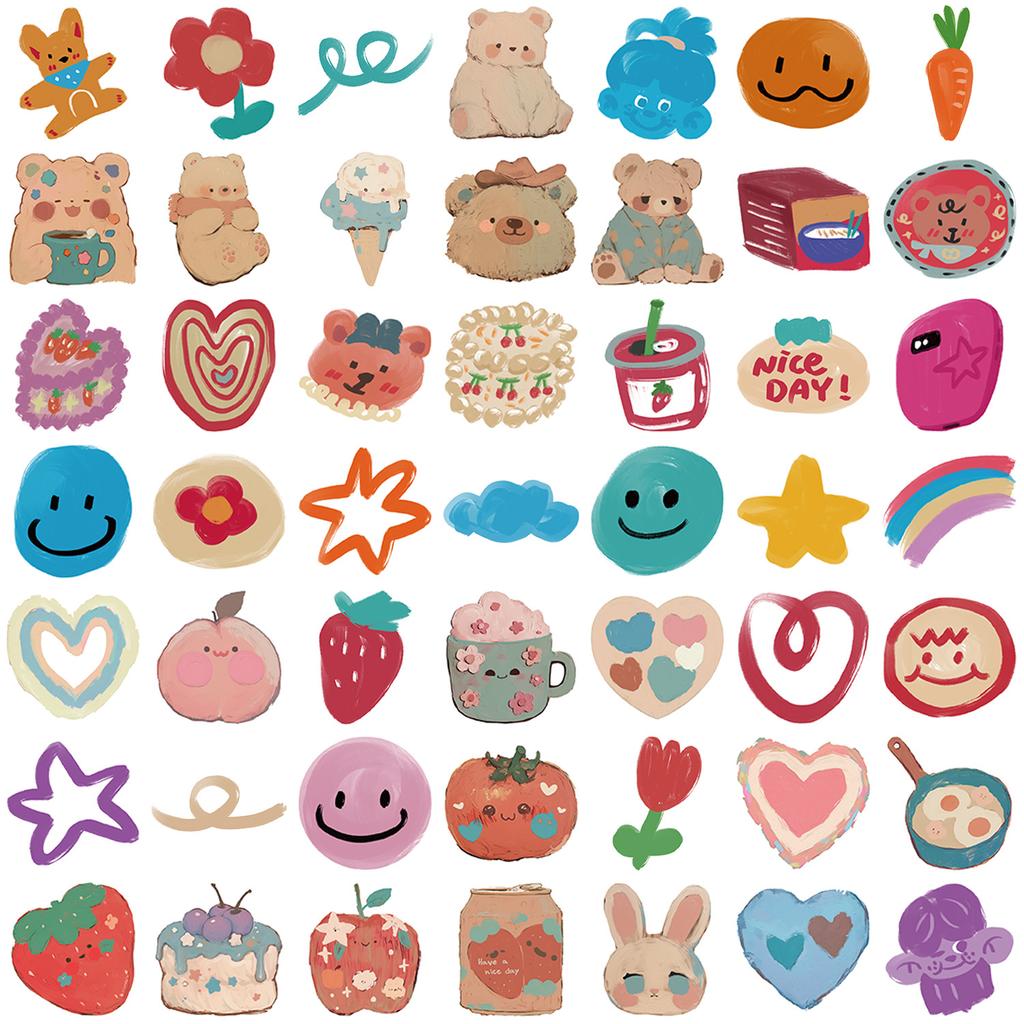 50 Cartoon Oil Painting Bear Graffiti Stickers Decorate Ipad Suitcase Notebook Diy Waterproof