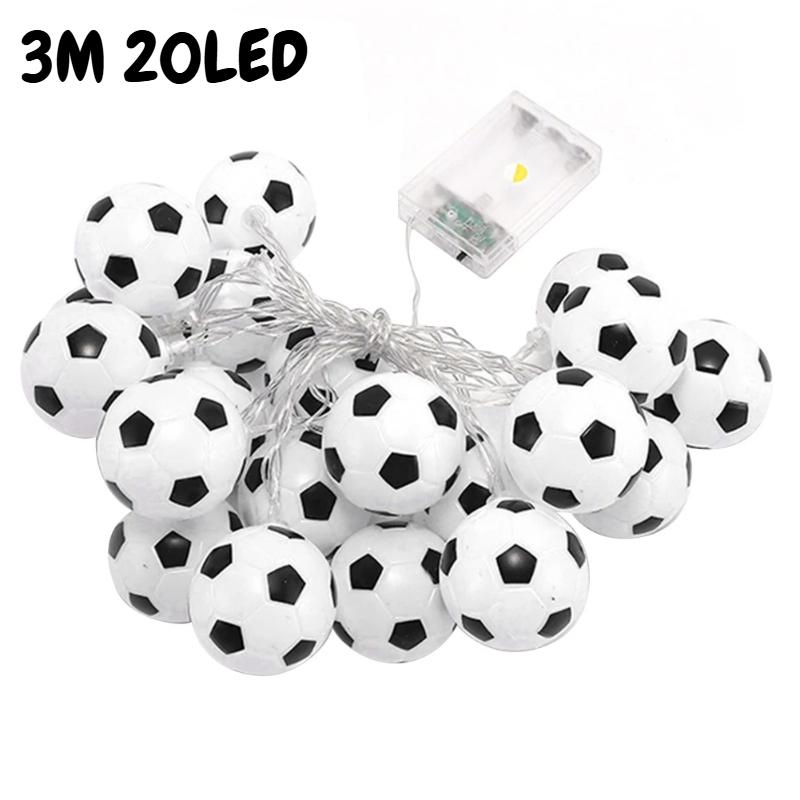 20 LED Soccer Ball String Lights Decorative Fairy Lights for Garden Balcony Bar Party Outdoor Indoor Sports Theme Mood Lighting