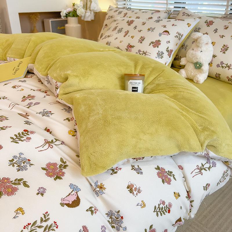 Winter Skin-Friendly Thick Milk Velvet Duvet Cover - Cozy, Warm & Ideal for Sleeping Naked in Dorms