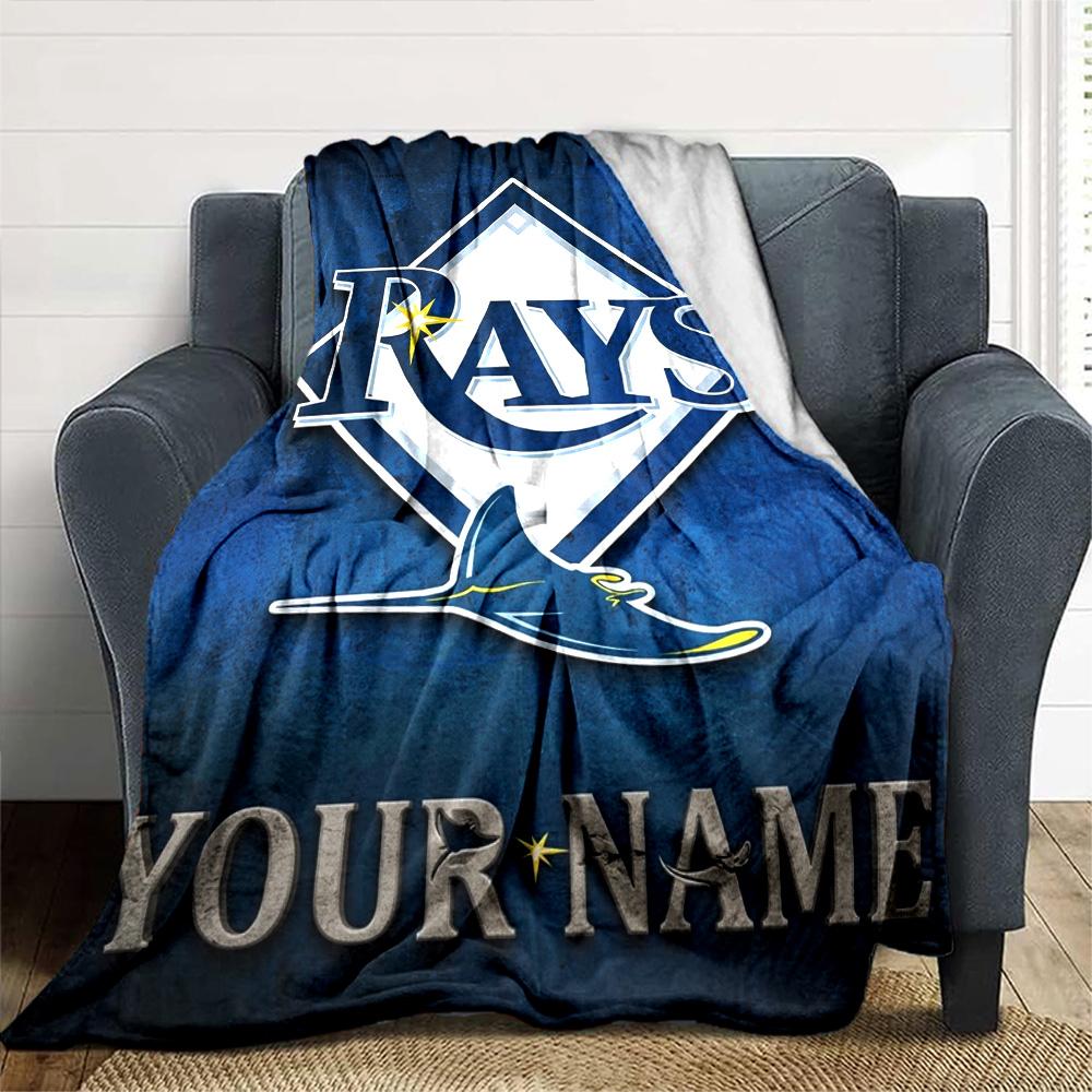 Name Custom Tampa Bay Rays Logo Print Flannel Blanket High Quality Warm Comfortable Cover for All Seasons Perfect for Gifts Home Decor
