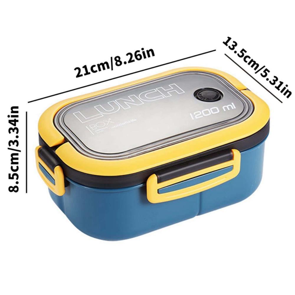 1 Stück Lunchbox 1200ml 2-stöckige Bento-Lunchbox mit Löffel und Gabel, Kinder Hochkapazitäts-Lebensmittelbehälter Tragbar für Büro, Camping