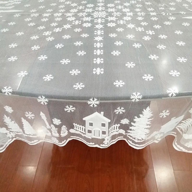 Christmas Snoaman Santa Elk Tablecloth Xmas Party House Lace Table Runner Holiday Decor