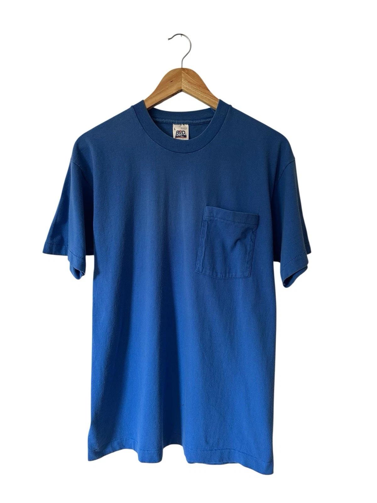 

Vintage BVD Blank Blue Pocket T Shirt Men’s Large USA Single Stitch 90’s XL