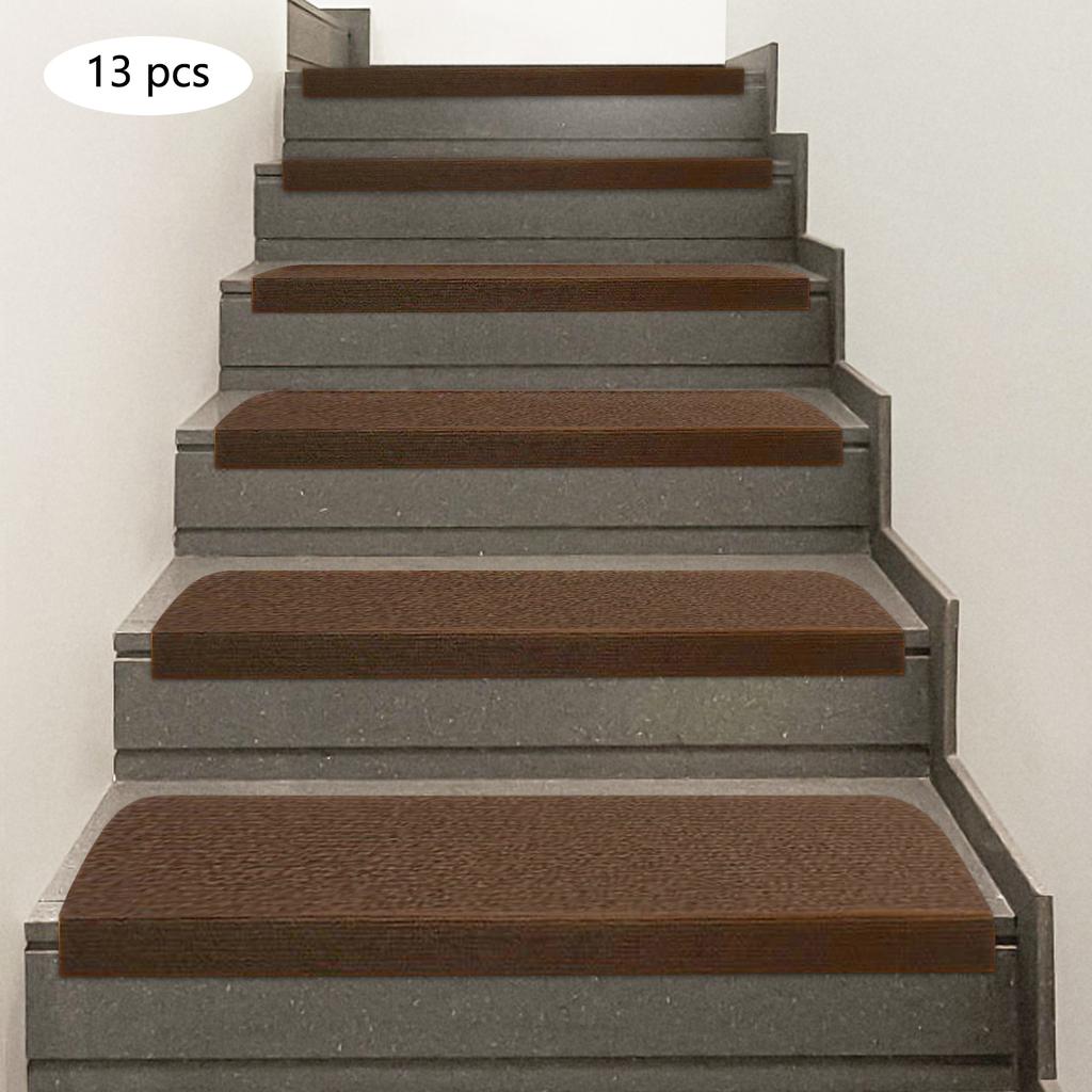 Non-Slip 13-Piece Stair Treads, 55x20cm Carpet Mats, Anti-Skid Floor Step Pads, Indoor Staircase Rug Grippers for Wooden Steps