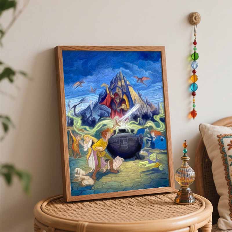 Disney Oil Painting Kit, Black Cauldron Fantasy Art Hand Painting Canvas DIY Home Decor