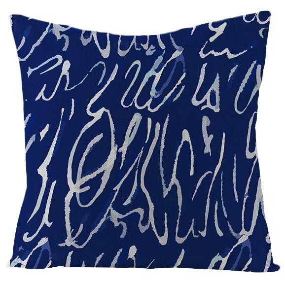 New Blue Geometric Linen Pillowcase Home Sofa Pillowcase
