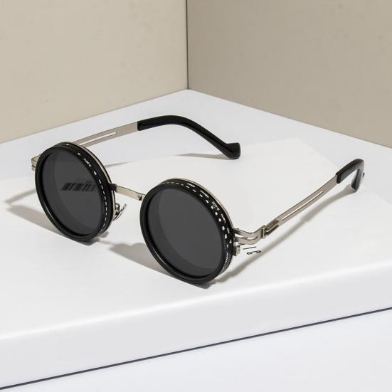 Round Sunglasses Black Finish ND Filters Polarized Lenses UV Protection Clarity Glasses Fashion Accessories