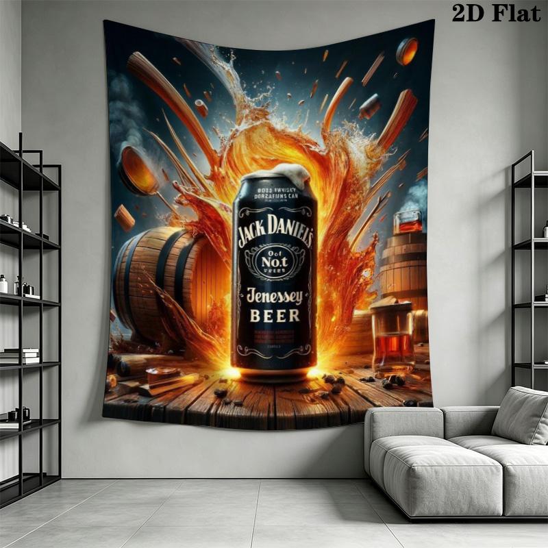Vintage Bartender Beer Tapestry, Retro Pub Beer Mug Recipe Art Wall Hanging for Basement Bar Room