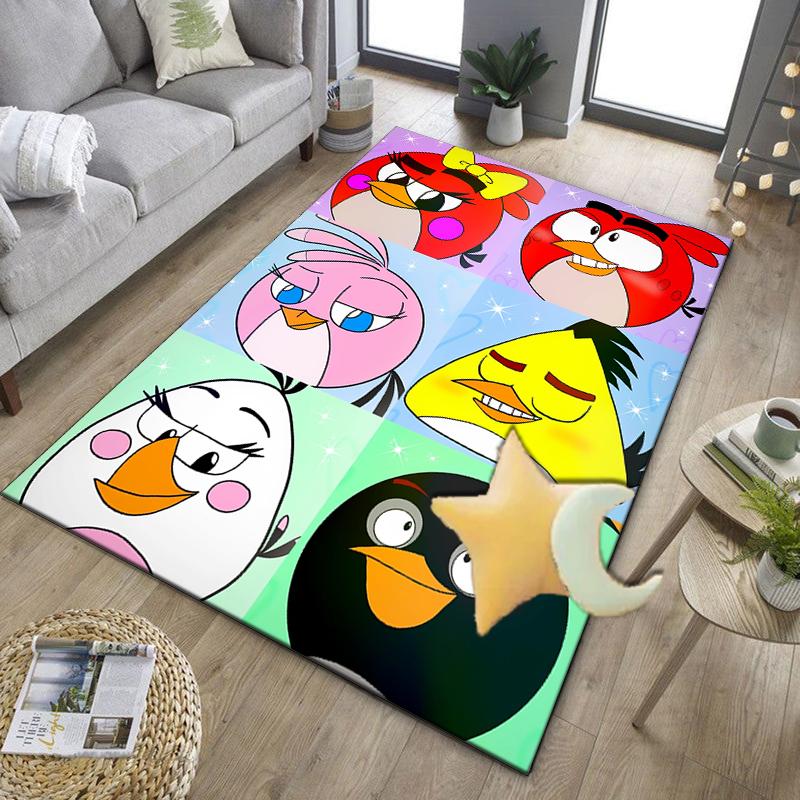 Red Birds Characters Collage Office Rug Chair Mat, Game Carpet, Suitable for Front Door, Bedroom, Living Room, Desk, Holiday Gift