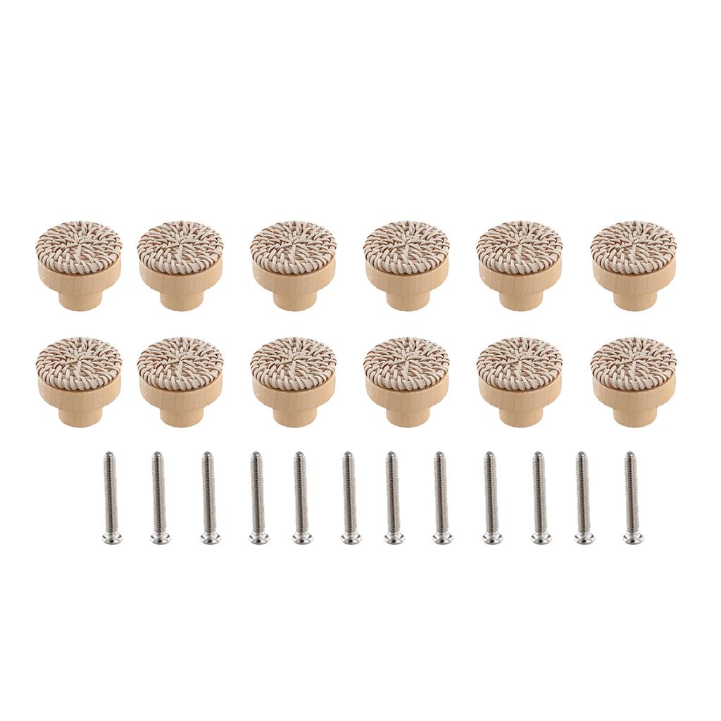 Pack of 12 Wood Drawer Pulls Wood Knobs Decorative Furniture Handles Furniture Hardware Set Simple Install for House
