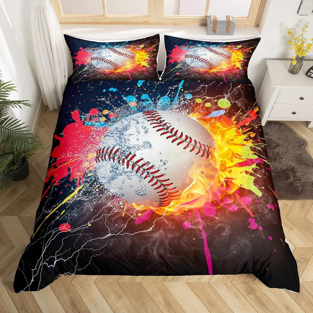 Kids Volleyball King Queen Duvet Cover Teens Ball Sports Bedding Collection Grunge Hippie Tie Dye Comforter Cover Polyester Quilt Cover
