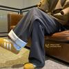 Dongjie No Logo Flus Winter New Style German Velvet Warm Fleece-Lined Thick Loose Versatile Straight-Leg Casual Pants