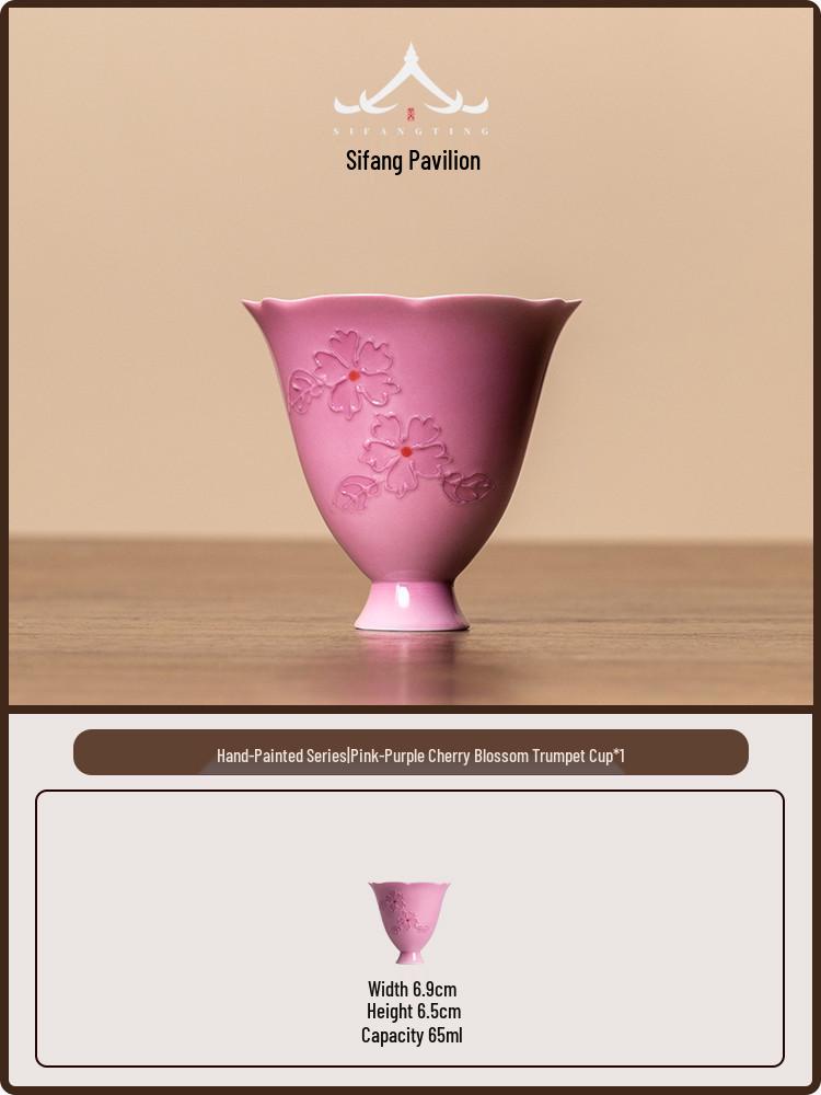 

Hand-Painted Underglaze Purple Ceramic Tea Cup for Personal Use Under 75ml