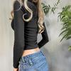 Knopf Langarm Weste T-Shirt Damen Herbst und Winter schmal