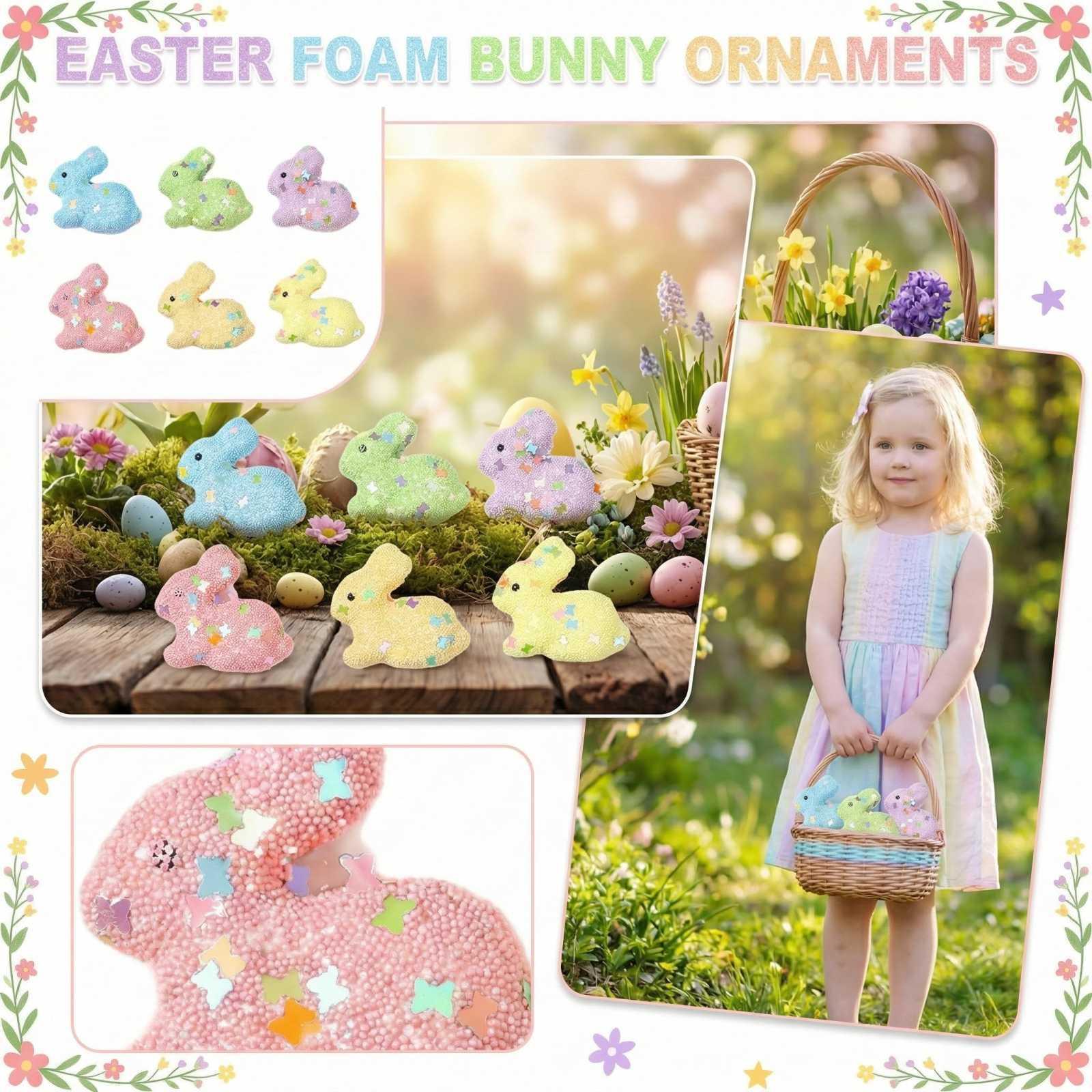 

6-Pack Foam Simulation Animals, Easter Decorative Ornaments One Size