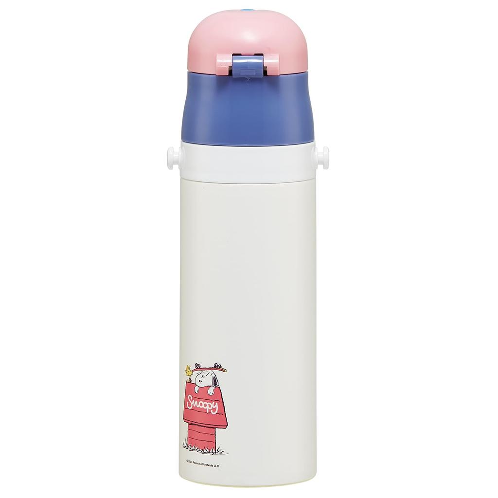 Snoopy Water Direct Stainless Steel 470ml [Insulated Bottle] Ultra-lightweight, Compact, Lockable, One-push Bottle,