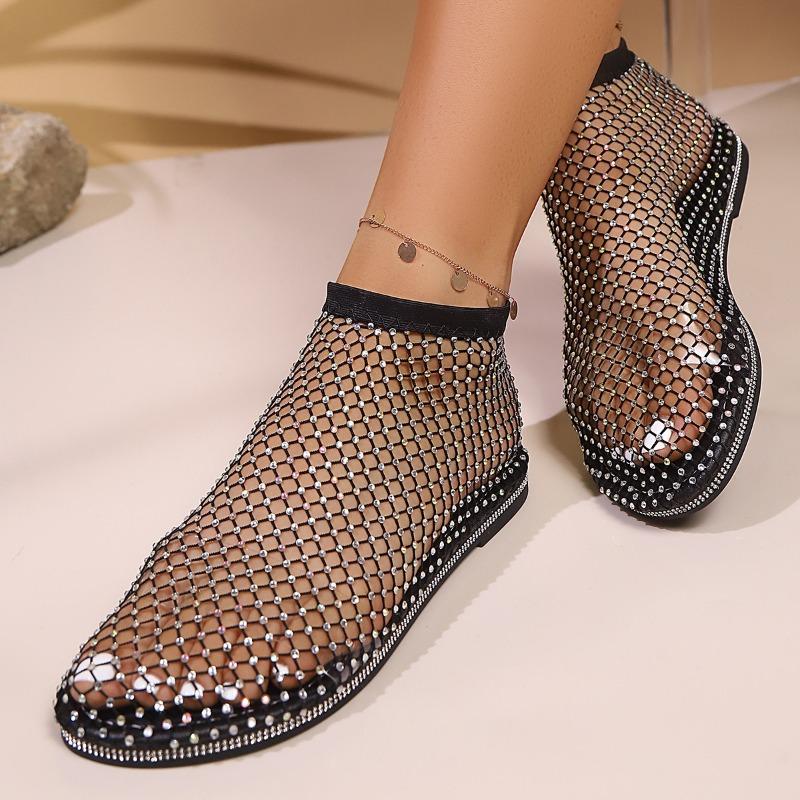 Large size women's shoes summer new fishing net socks hollow diamond hole shoes sexy foot flat sandals
