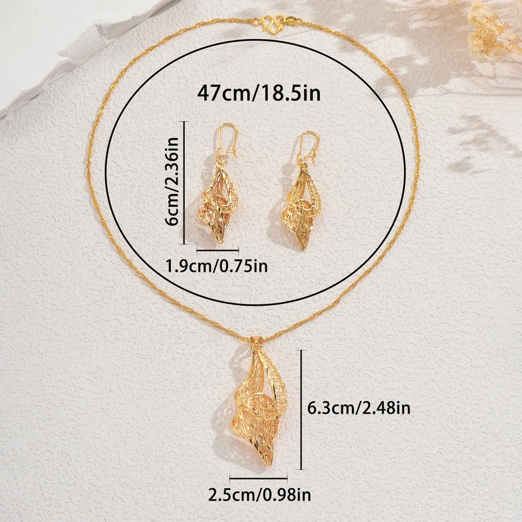 2025 New Middle East Jewelry Set Women's 18k Electroplated Gold Long Clavicle Chain Versatile Earrings