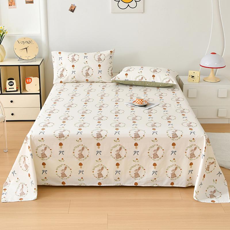 1pc 100% Cotton Flat Bedsheet Cartoon Style Bed Linen Print Bedsheet Skin-friendly Flat Sheets Drap De Lit (No Pillowcase)