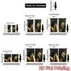 Set Of 2 Minimalist Flat Printing Curtains Without Rod Golden Black Leaves Valentine Is Day Festival Fabric Curtain Polyester