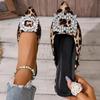 Sexy Leopard Pointed Toe Slippers Women 2025 Summer Flat Heels big Crystal Buckle Shoes Women Fashion Mules Shoes