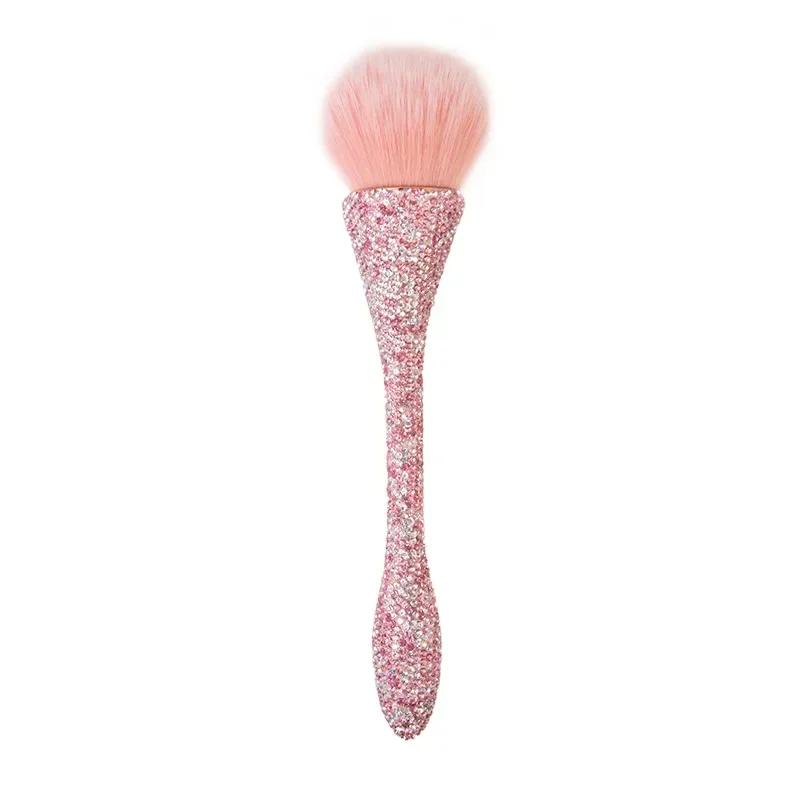 

Кисть для макияжа с бриллиантовой ручкой, блестящая кисть для рассыпчатой пудры, кисть для румян, кисти для макияжа, кисть для тональной основы, кисть для румян, размер, мягкая пушистая, мягкие кисти розовый