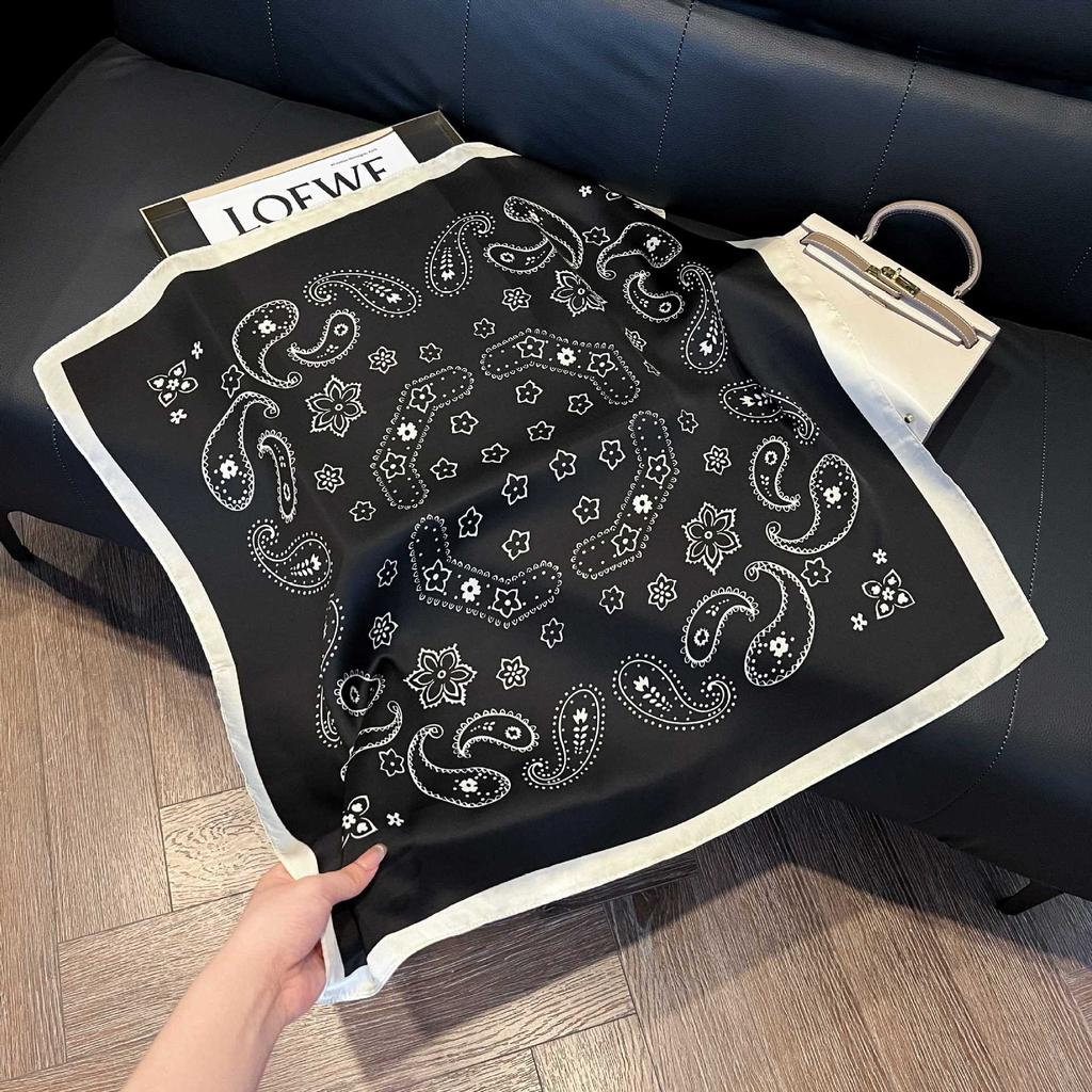 European and American style scarf square scarf imitation silk 71cm retro cashew print literary headband suit with decorative scarf