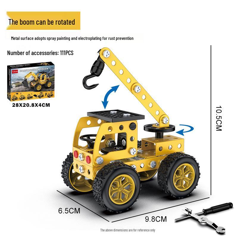 Creative Off-Road Metal Toy Model for Kids: Interlocking Engineering Vehicle