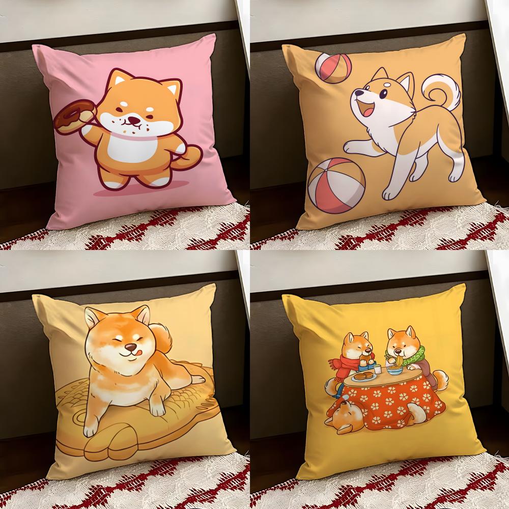 Cheeky Adorable Shiba Inu Cushion Cover Reversible Soft Durable Pillow Cover Home Car MultiScene Use for Daily Comfort