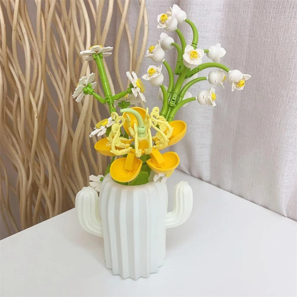 

Букет цветов, набор строительных блоков, креативные игрушки «сделай сам», набор блоков цветов, подарок для детей, девочек, друзей, взрослых, красивый домашний декор